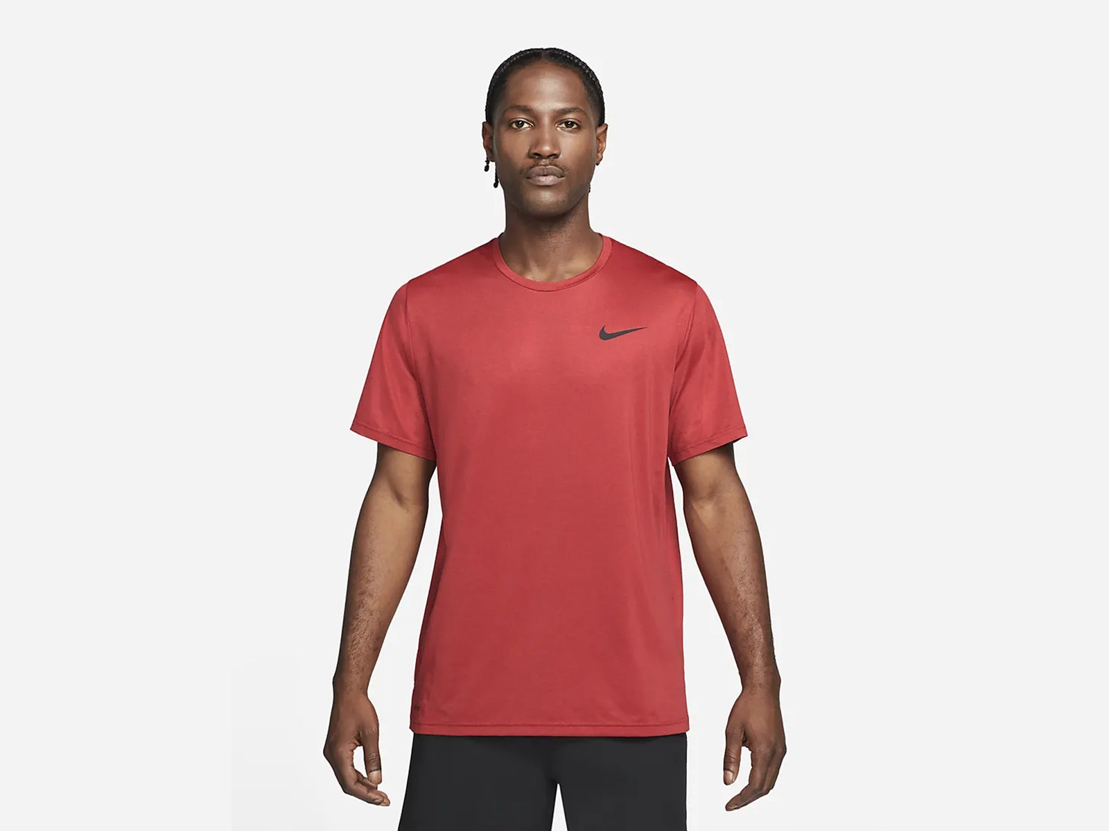 Person modeling a Nike Pro Dri Fit Short Sleeve Jersey