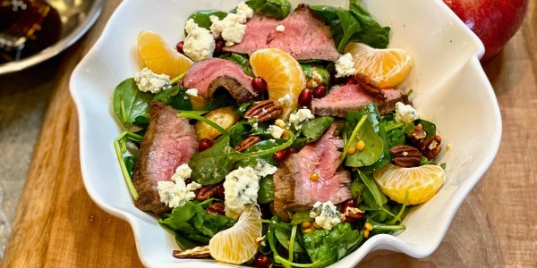 Lucky Greens and Steak Salad with Balsamic Maple Dressing