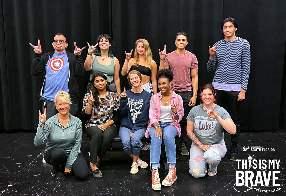 A group photo of the 10-person cast of USF